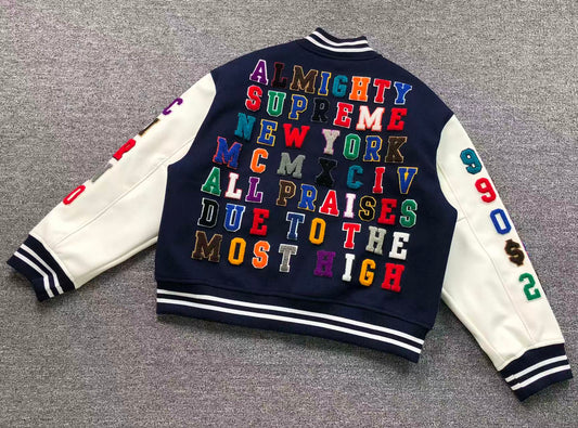 Supreme Praises Varsity Jacket Navy