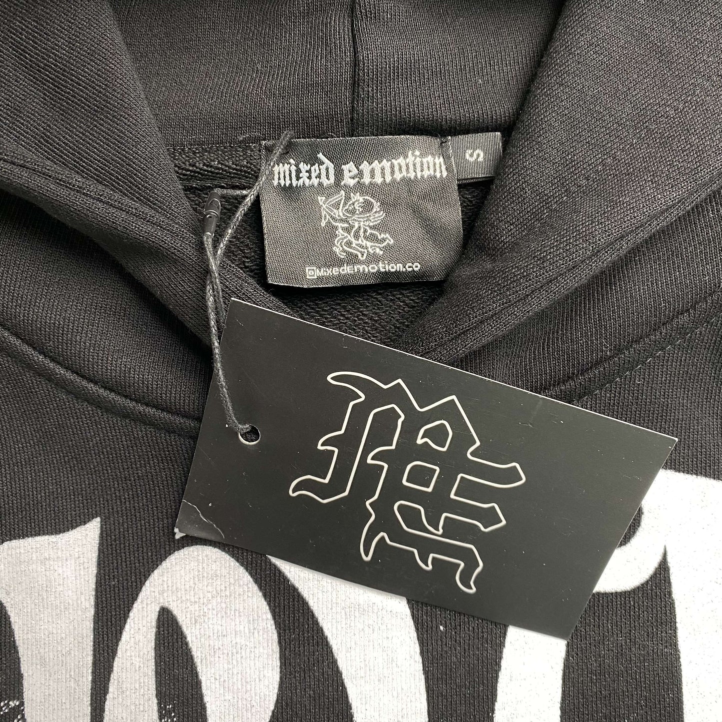 Mixed Emotion Fallen Angels Rhinestone Hoodie Black