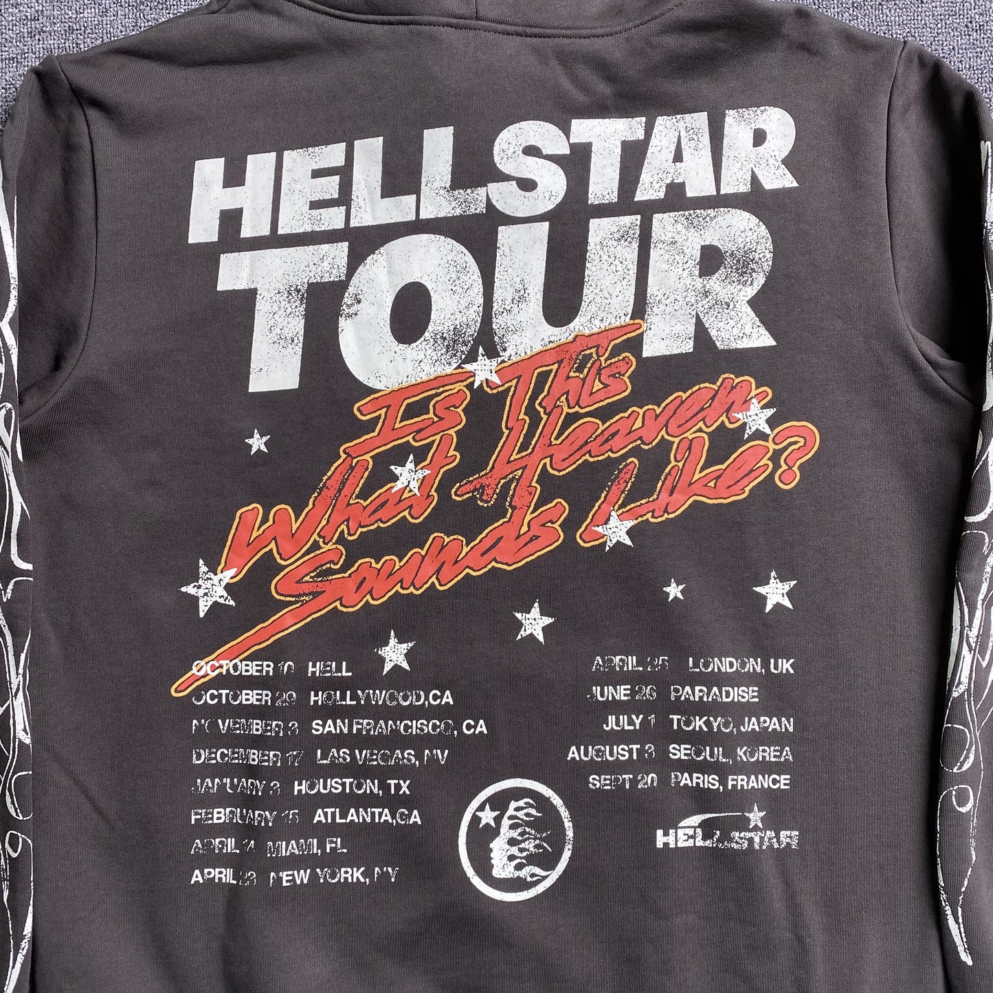 HELLSTAR RECORDS WORLD TOUR HOODIE GREY