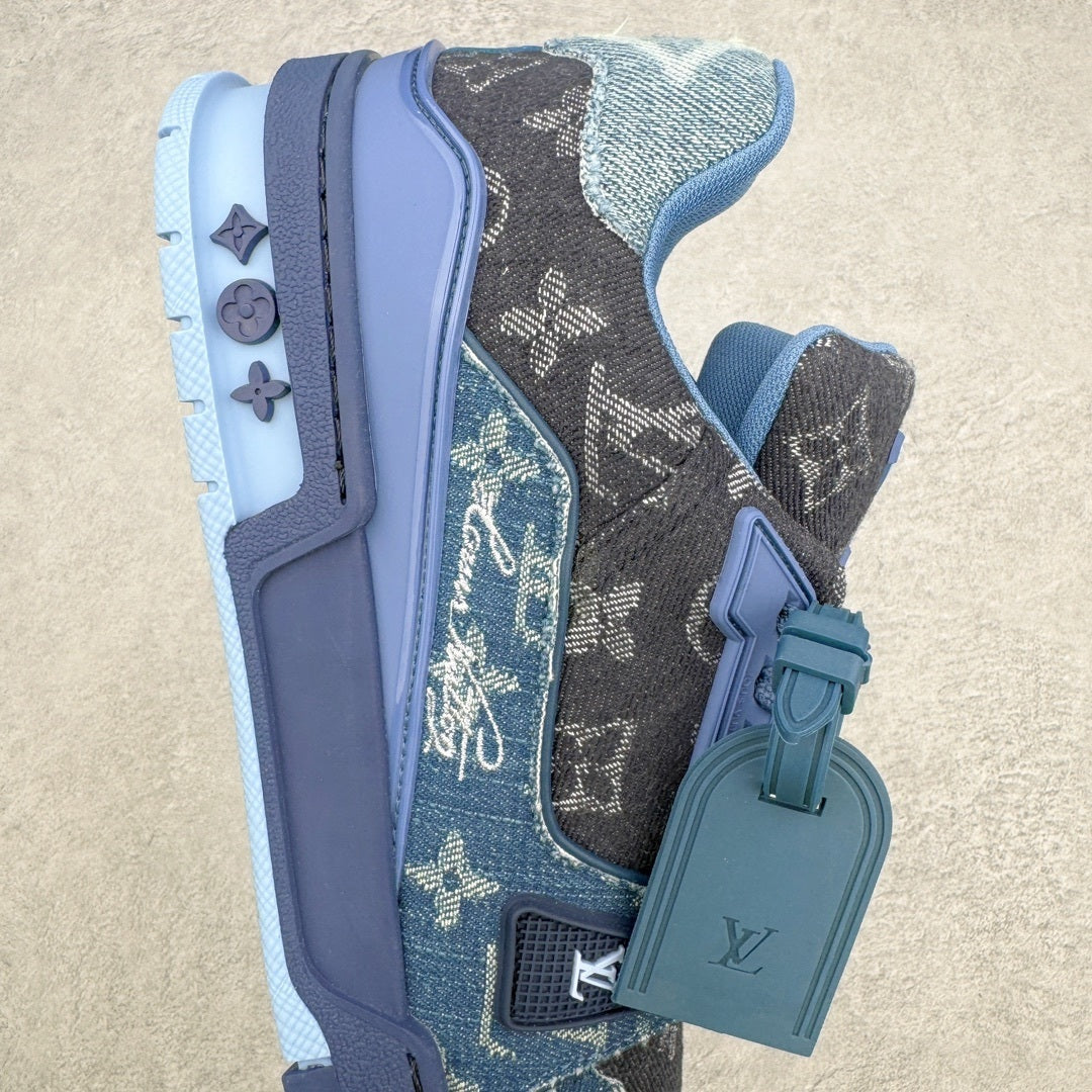 Louis Vuitton Trainer Sneaker Blue Patchwork Monogram Denim