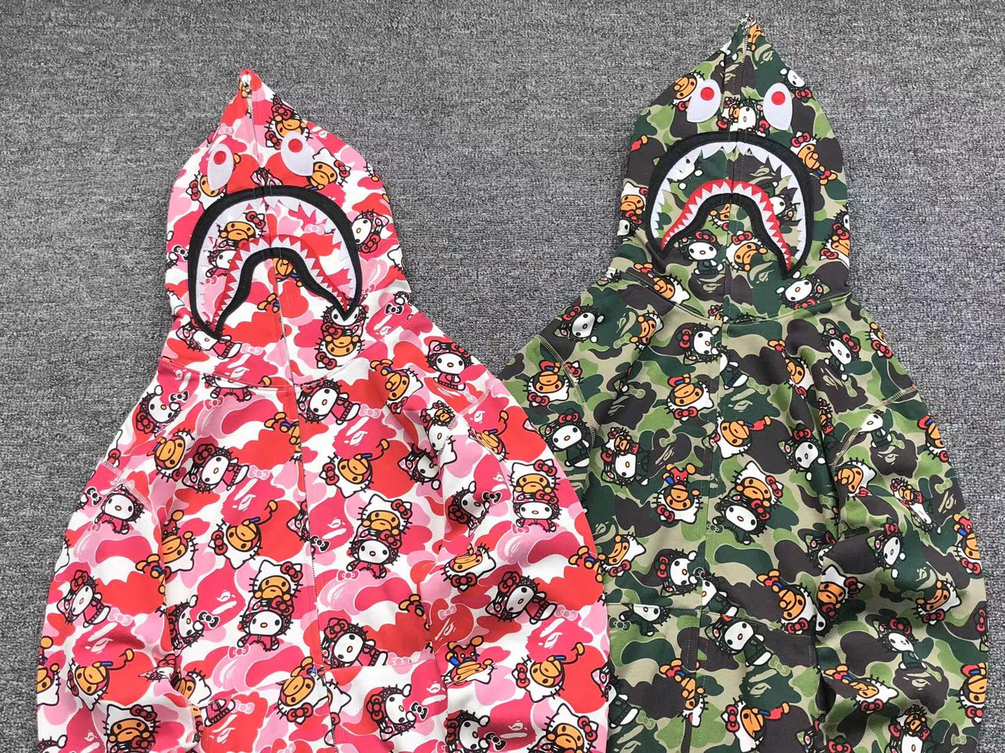 BAPE ABC CAMO HELLO KITTY SHARK FULL ZIP HOODIE PINK