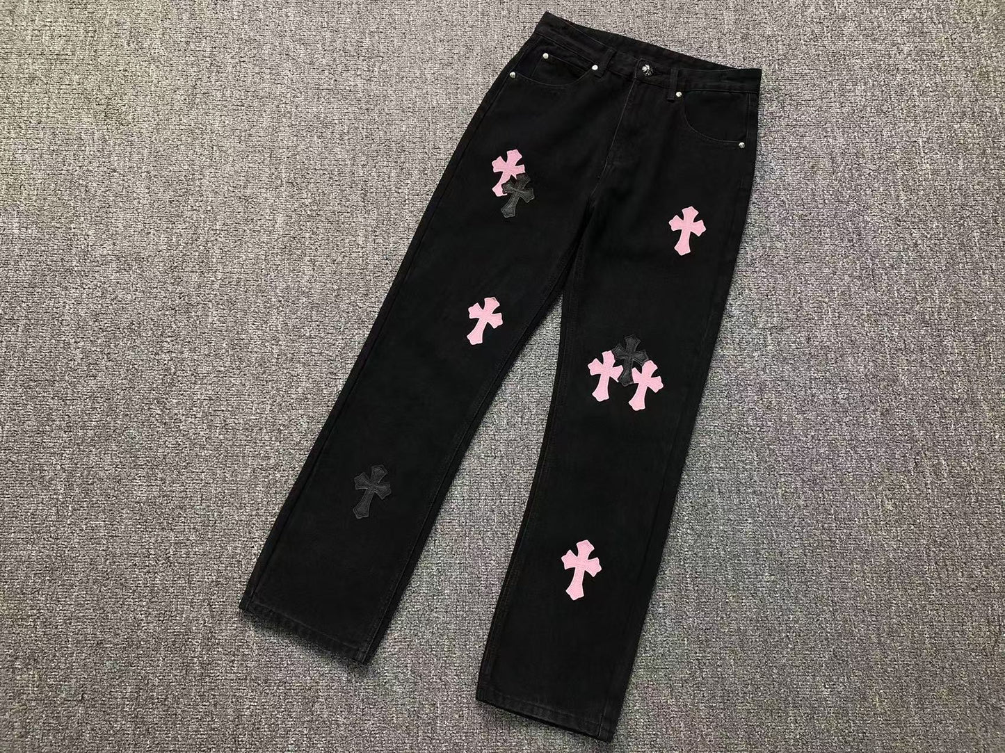 Chrome Hearts Cross Patch Jeans Black