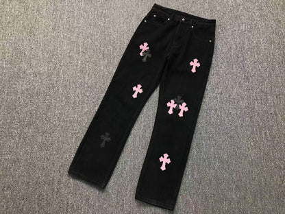 Chrome Hearts Cross Patch Jeans Black