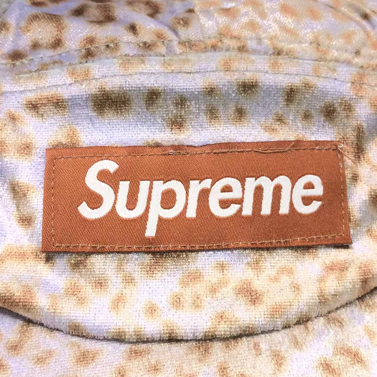 Supreme Leopard Velvet Camp Cap Tan