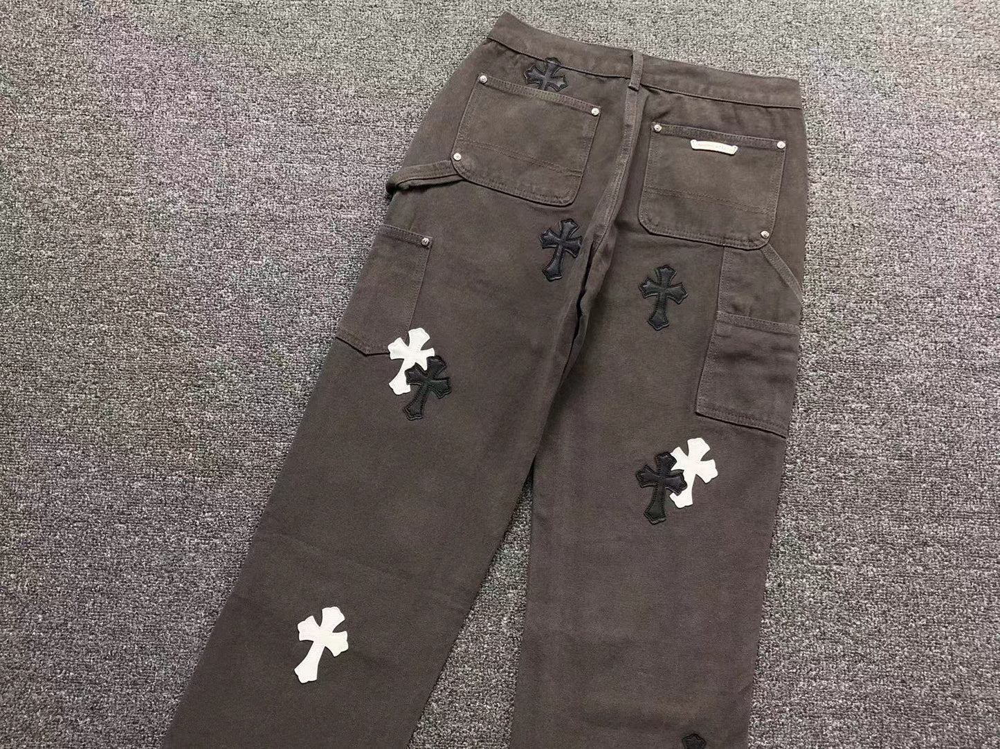 Chrome Hearts Cross Patch Carpenter Pants Grey