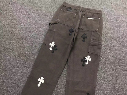 Chrome Hearts Cross Patch Carpenter Pants Grey