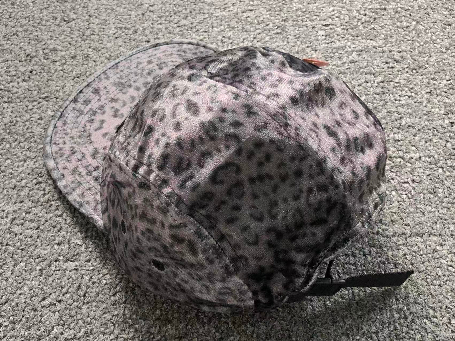 Supreme Leopard Velvet Camp Cap Black