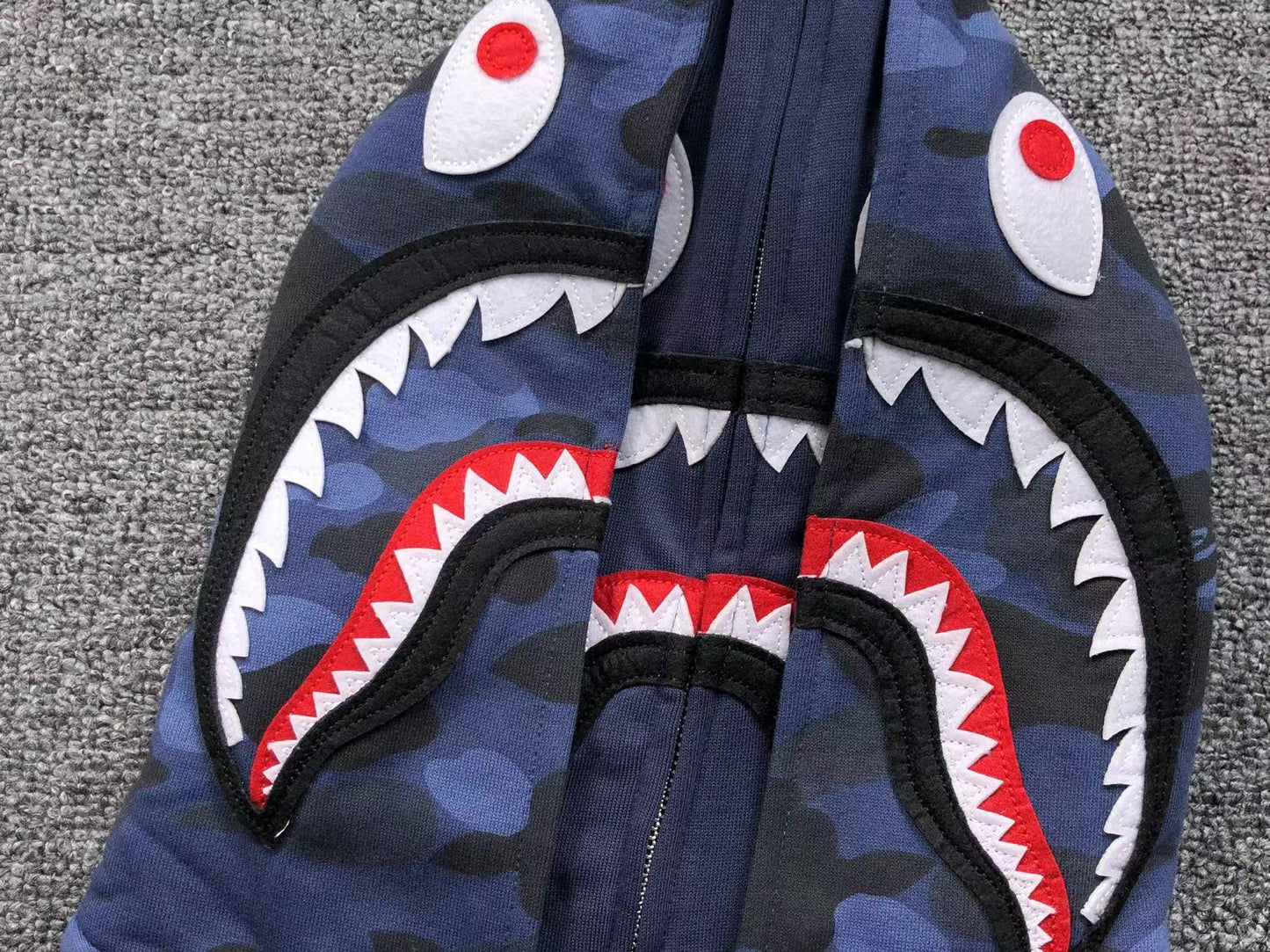 BAPE COLOR CAMO SHARK WIDE FULL ZIP DOUBLE HOODIE BLUE