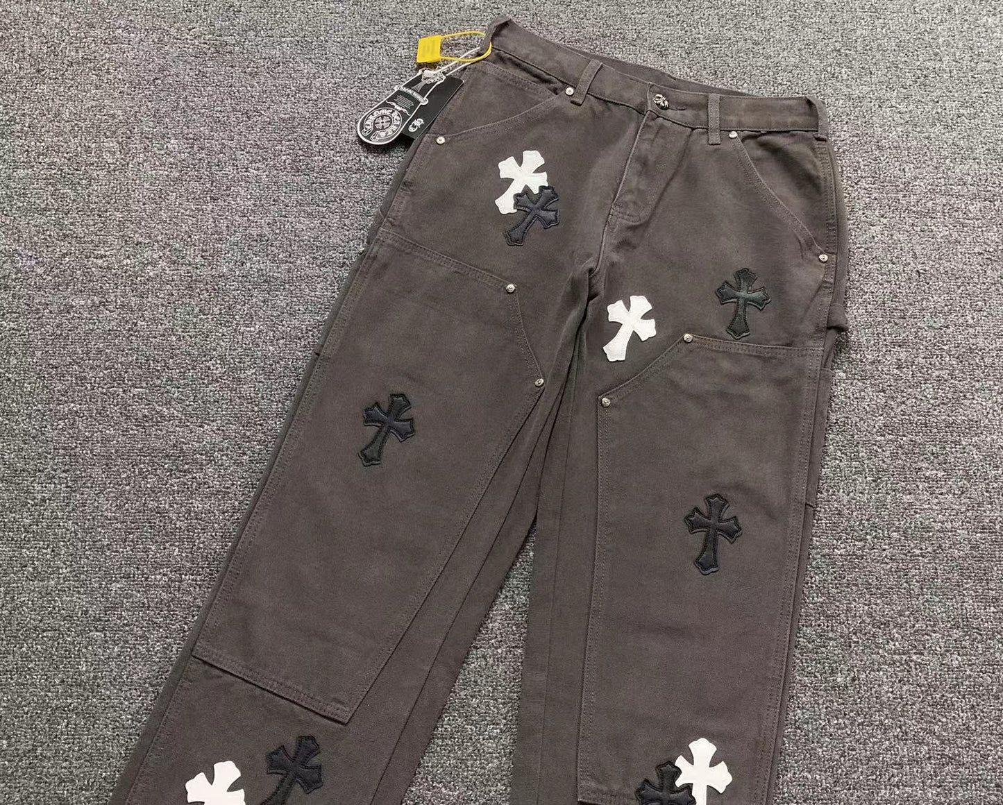 Chrome Hearts Cross Patch Carpenter Pants Grey