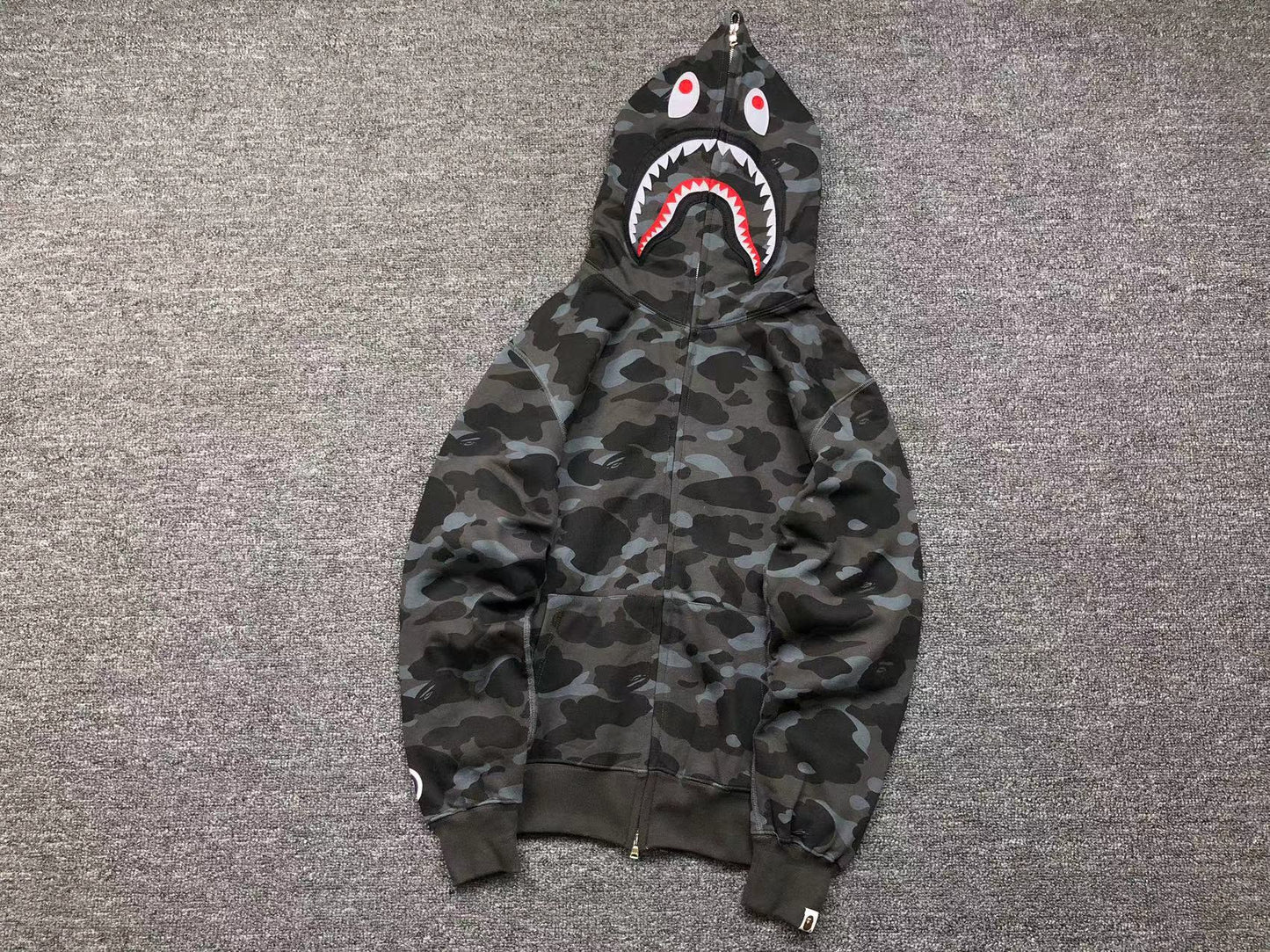 BAPE COLOR CAMO SHARK FULL ZIP HOODIE BLACK