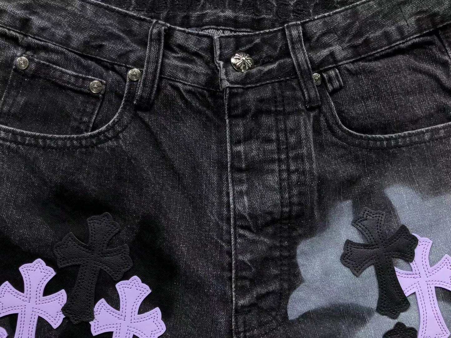 Chrome Hearts Cross Patch Jeans Black