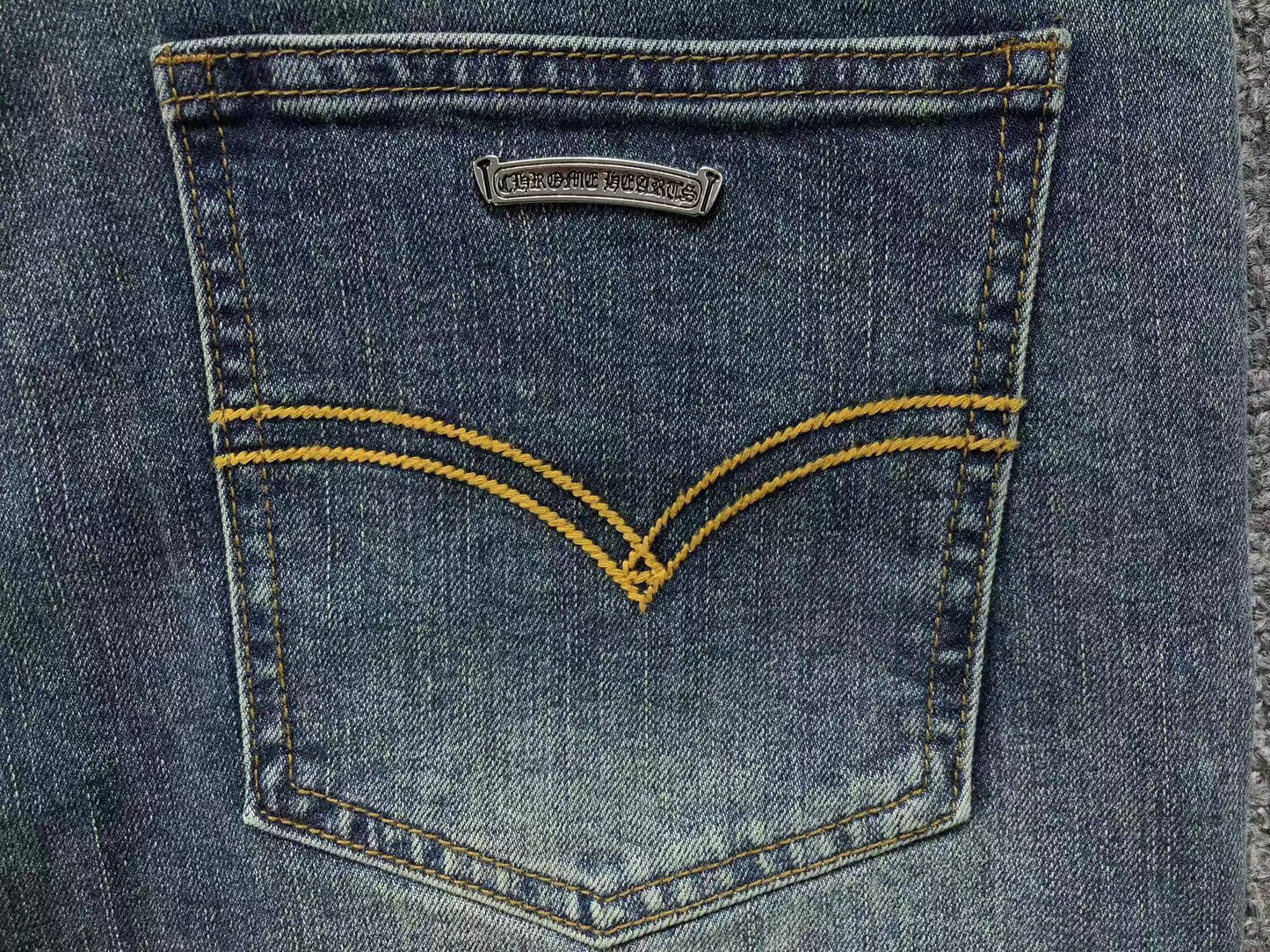 Chrome Hearts Cross Patch Jeans Blue Washed