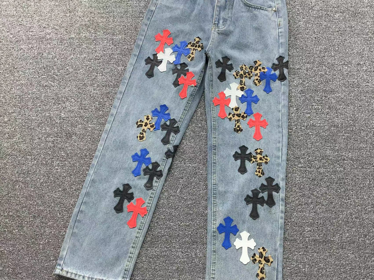 Chrome Hearts Cross Patch Jeans Blue