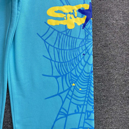 Sp5der Heavy Web Sweatpants Cyan