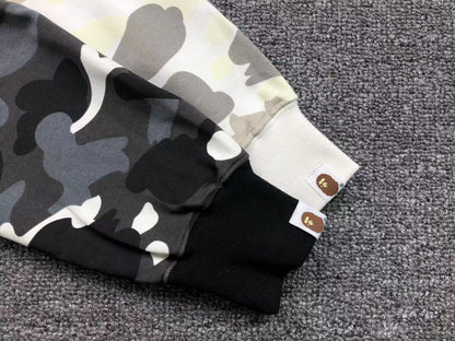 BAPE CITY CAMO SHARK WIDE FULL ZIP DOUBLE HOODIE BLACK