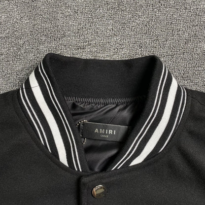 AMIRI LOGO PATCH VARSITY JACKET BLACK