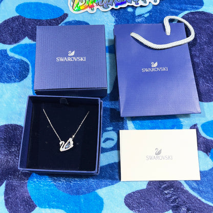 Collar Swarovski Swan Plateado Azul