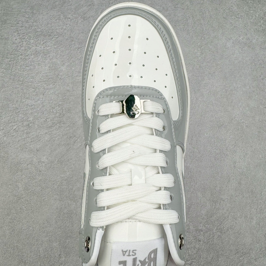 A Bathing Ape Bape Sta Patent Leather White Grey
