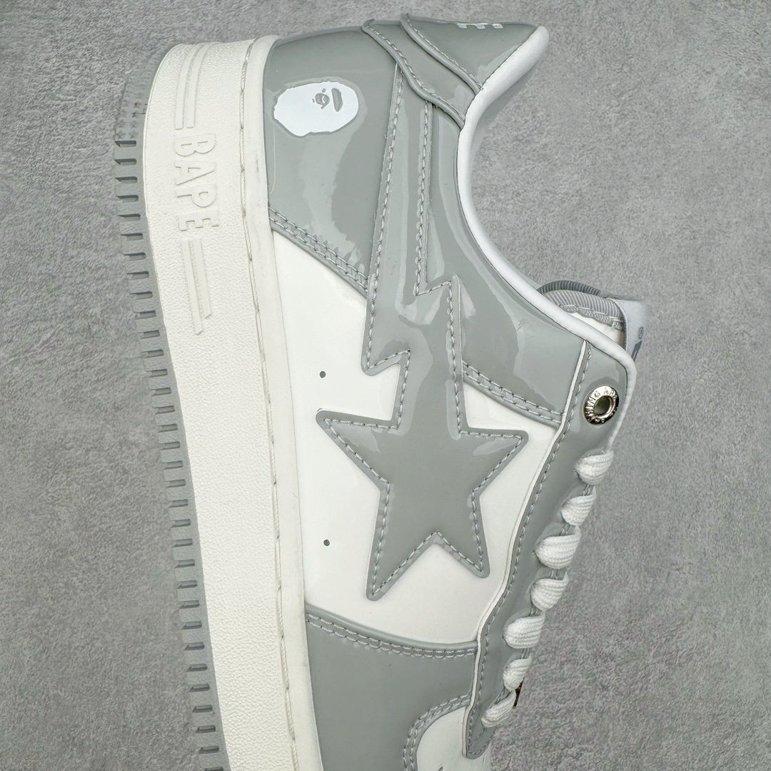 A Bathing Ape Bape Sta Patent Leather White Grey