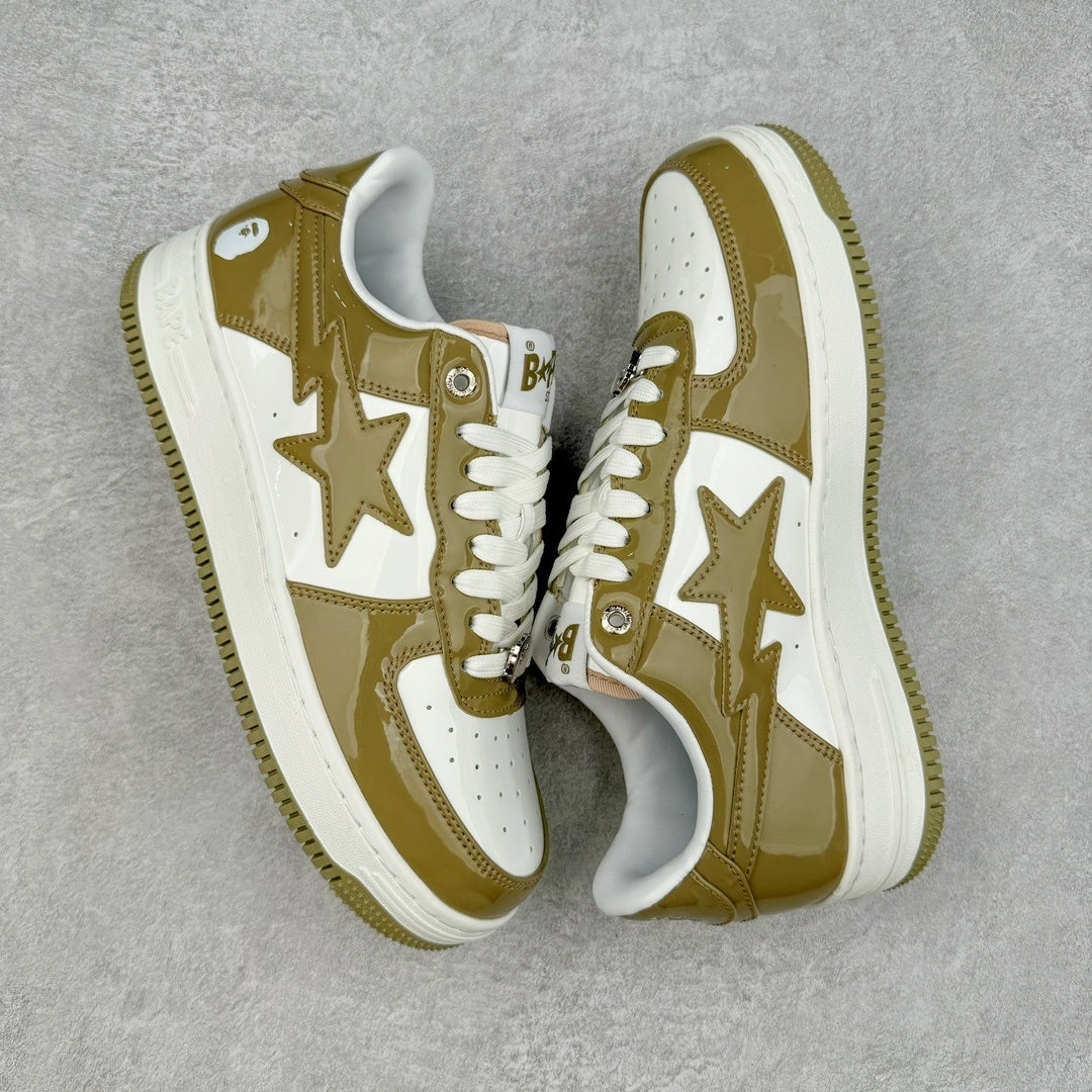 A Bathing Ape Bape Sta Patent Leather White Khaki