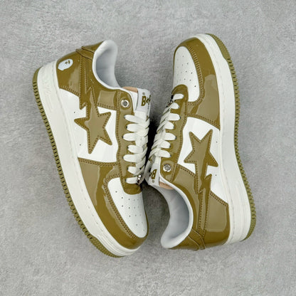 A Bathing Ape Bape Sta Patent Leather White Khaki