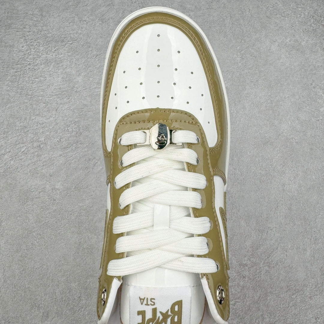 A Bathing Ape Bape Sta Patent Leather White Khaki