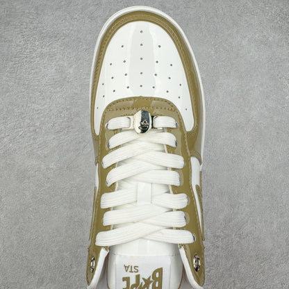 A Bathing Ape Bape Sta Patent Leather White Khaki