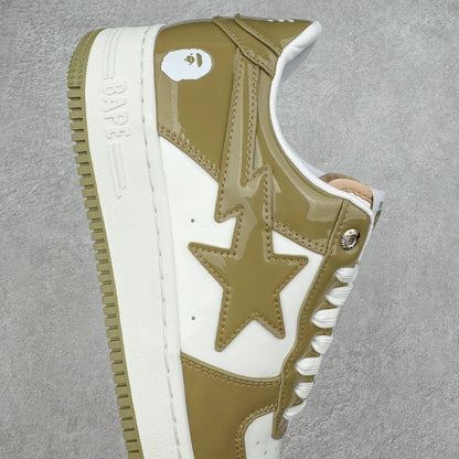 A Bathing Ape Bape Sta Patent Leather White Khaki