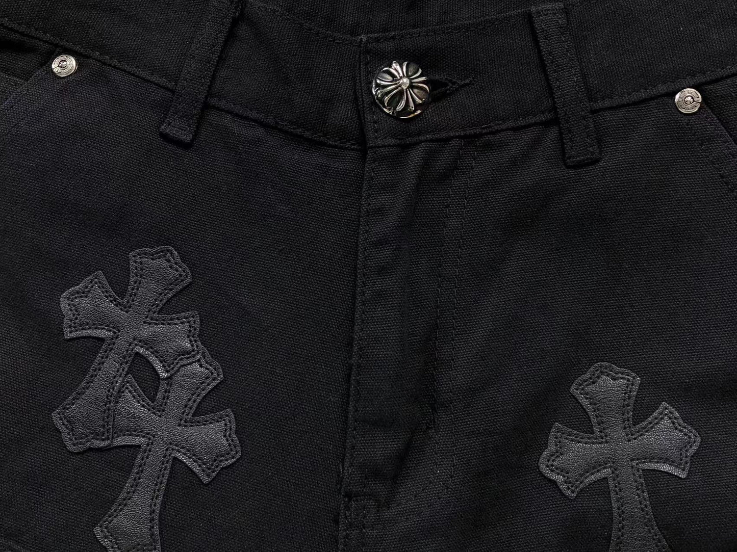 Chrome Hearts Cross Patch Carpenter Pants Black