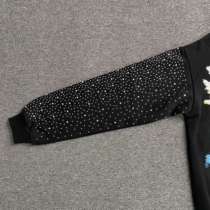 Mixed Emotion Fallen Angels Rhinestone Hoodie Black