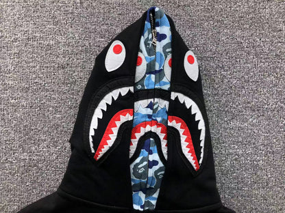 BAPE ABC SHARK FULL ZIP DOUBLE HOODIE BLACK BLUE