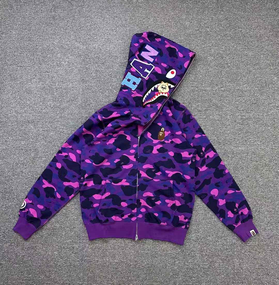 BAPE x Stray Kids Han Shark Full Zip Hoodie Purple