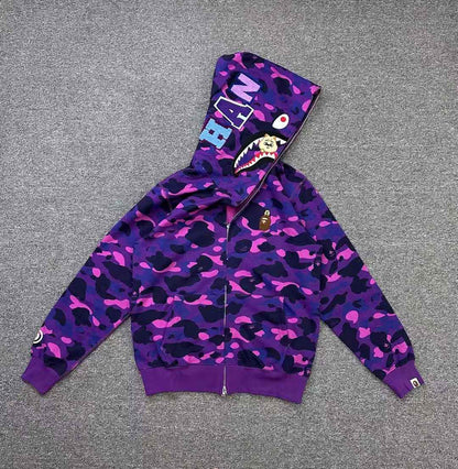 BAPE x Stray Kids Han Shark Full Zip Hoodie Purple