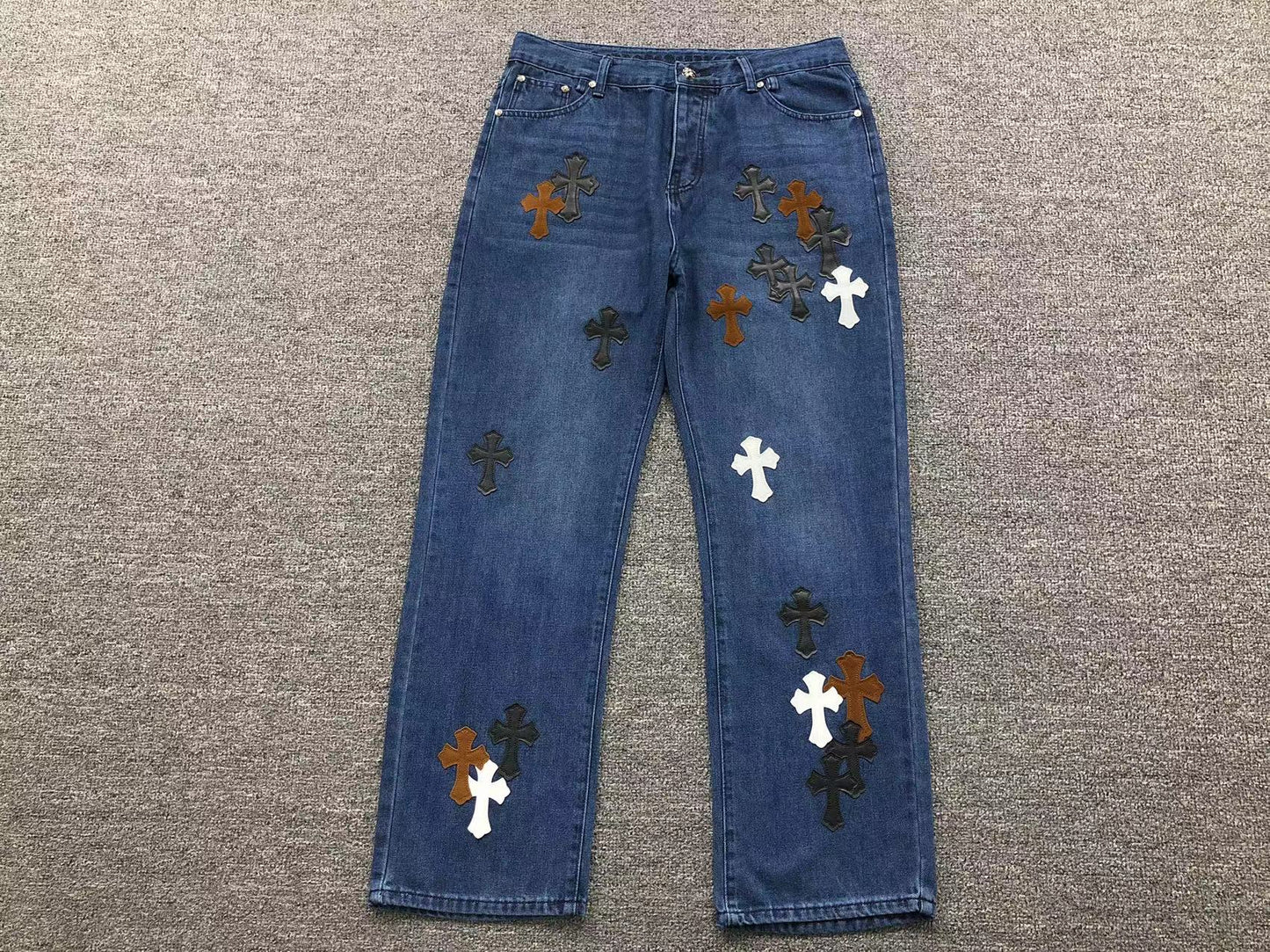 Chrome Hearts Cross Patch Jeans Blue