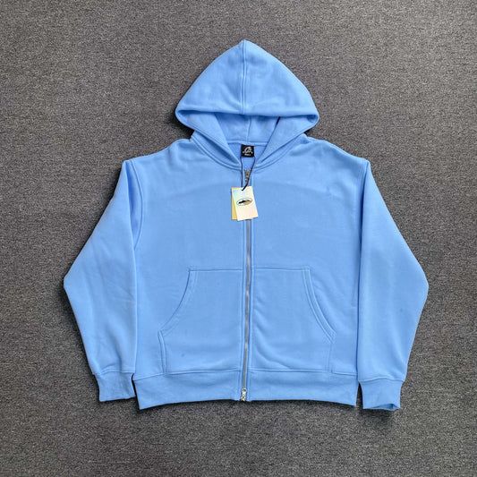 Corteiz Hybrid Jacquard Knit Alcatraz Jacket Baby Blue
