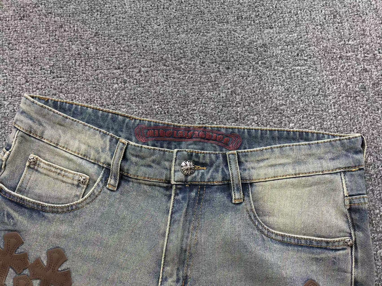 Chrome Hearts Cross Patch Jeans Blue Washed