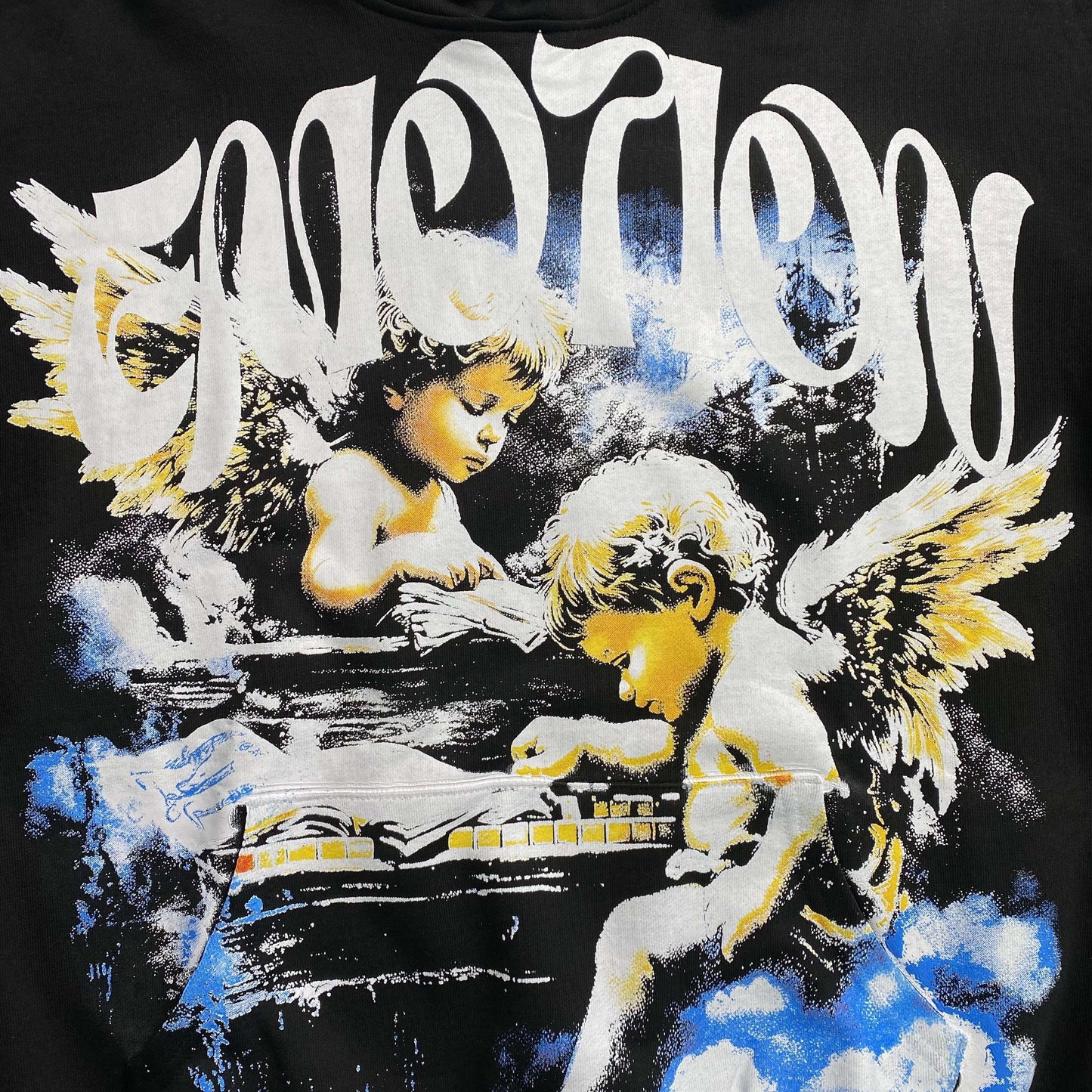 Mixed Emotion Fallen Angels Rhinestone Hoodie Black