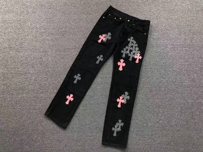 Chrome Hearts Cross Patch Fleurknee Jeans Black