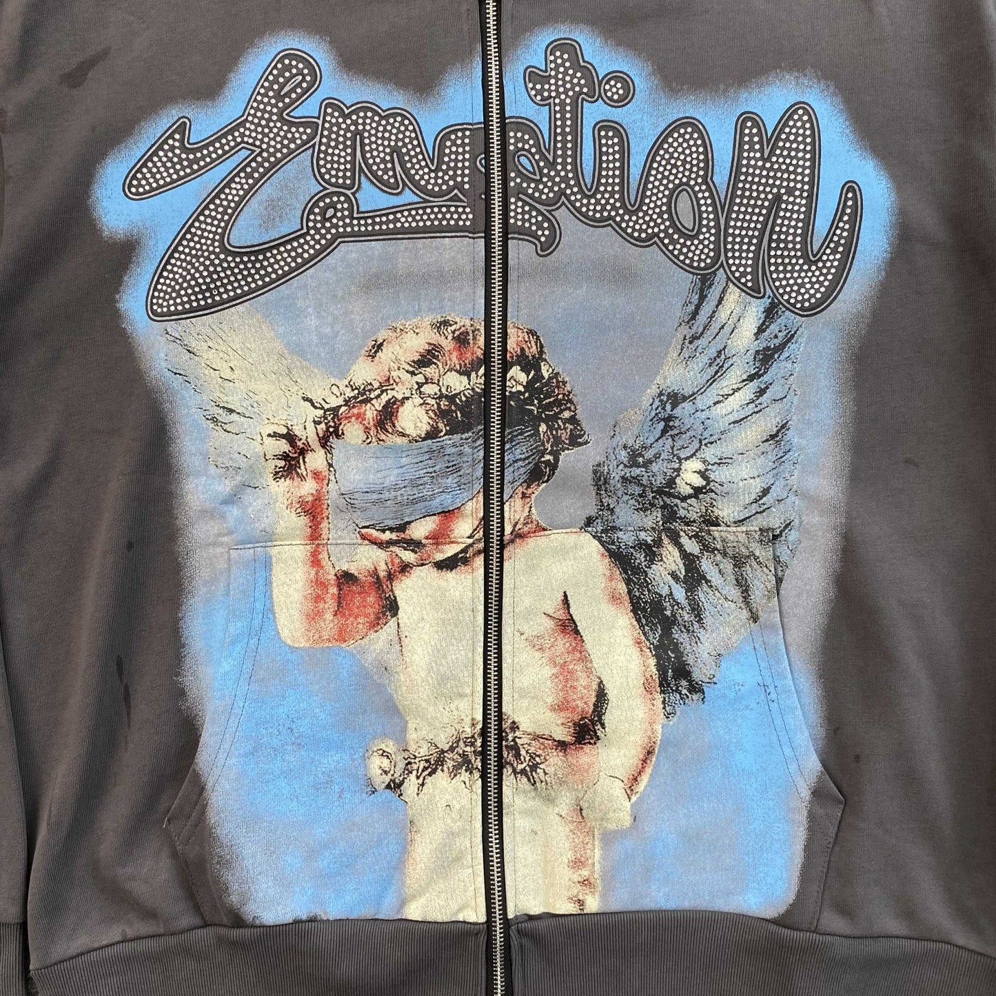 Mixed Emotion Rhinestone Jacket Grey