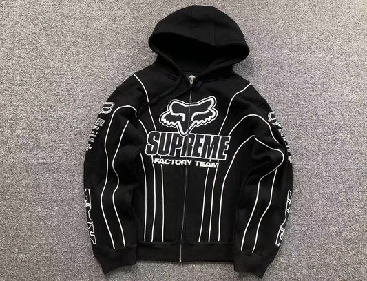 Supreme Fox Racing Zip Up Jacket Black