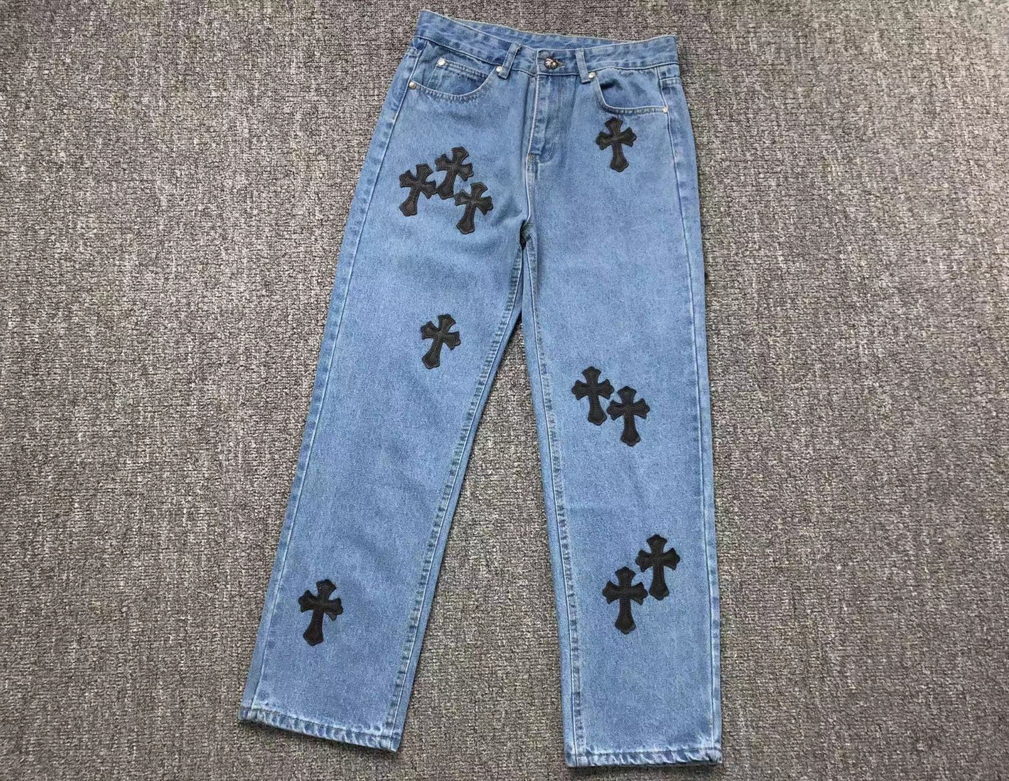 Chrome Hearts Cross Patch Jeans Blue