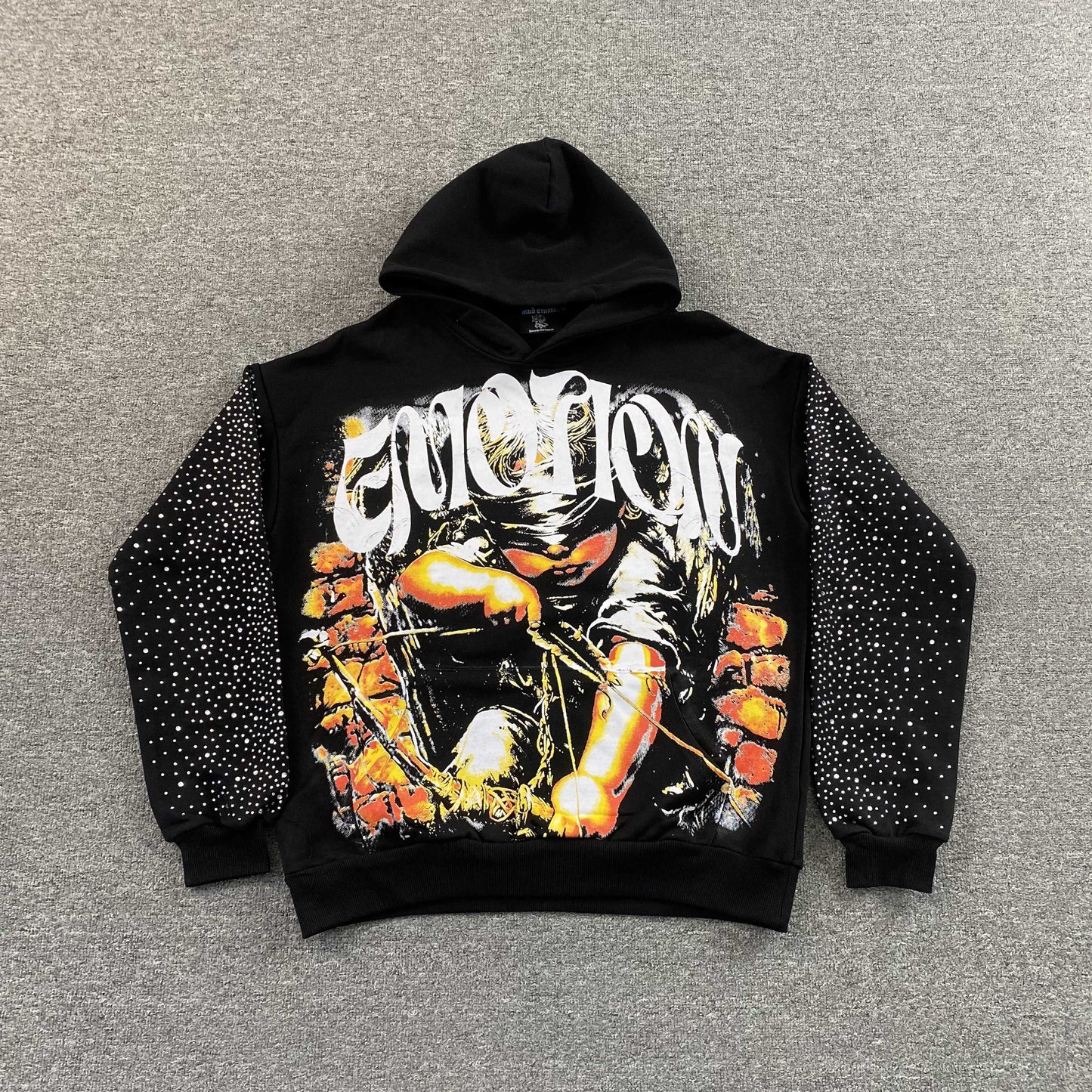 Mixed Emotion Archer Rhinestone Hoodie Black
