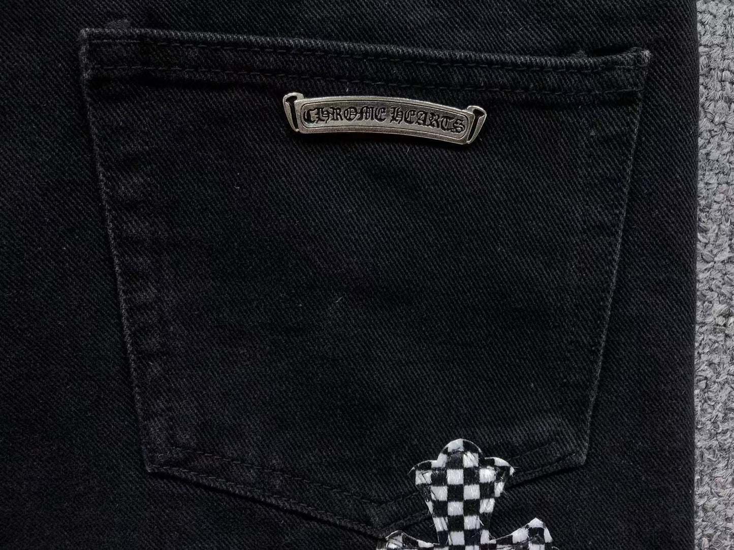 Chrome Hearts Cross Patch Fleurknee Jeans Black