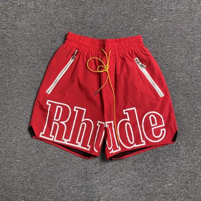 RHUDE RH LOGO SHORTS RED