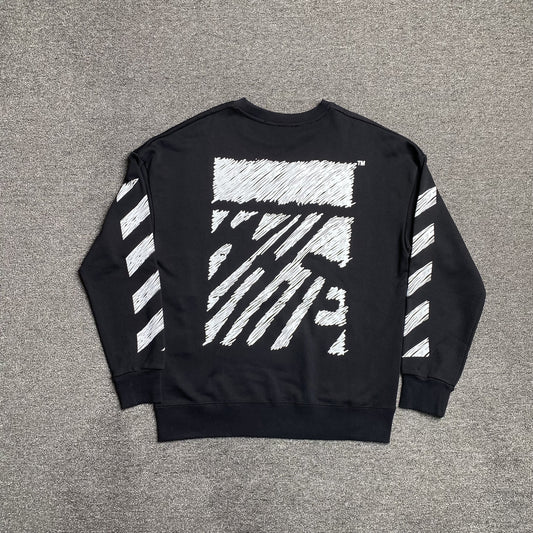 OFF WHITE SCRIBBLE DIAG CREWNECK BLACK