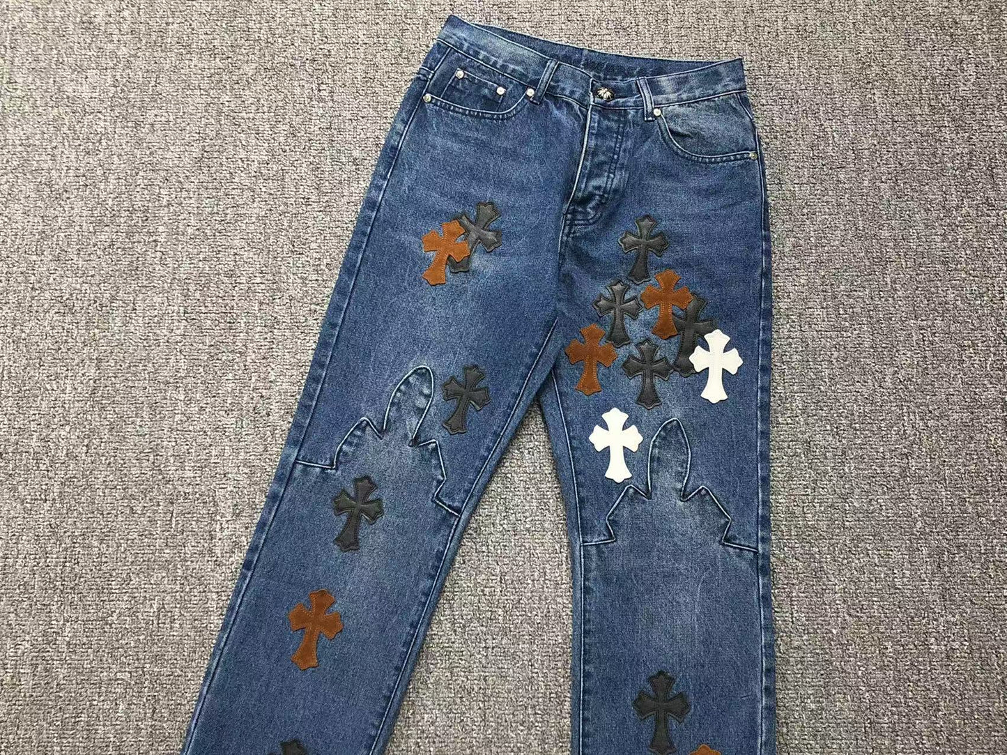 Chrome Hearts Cross Patch Jeans Blue