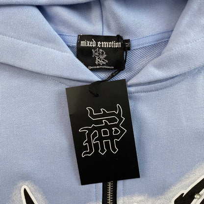 Mixed Emotion Graffiti Jacket Skyblue