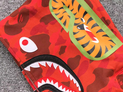 BAPE COLOR CAMO SHARK FULL ZIP HOODIE RED