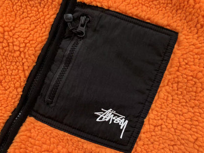 STUSSY 8 BALL SHERPA REVERSIBLE JACKET ORANGE