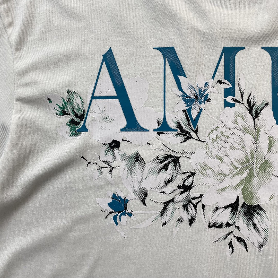 Amiri Floral Logo Tee White-Drip Store Argentina